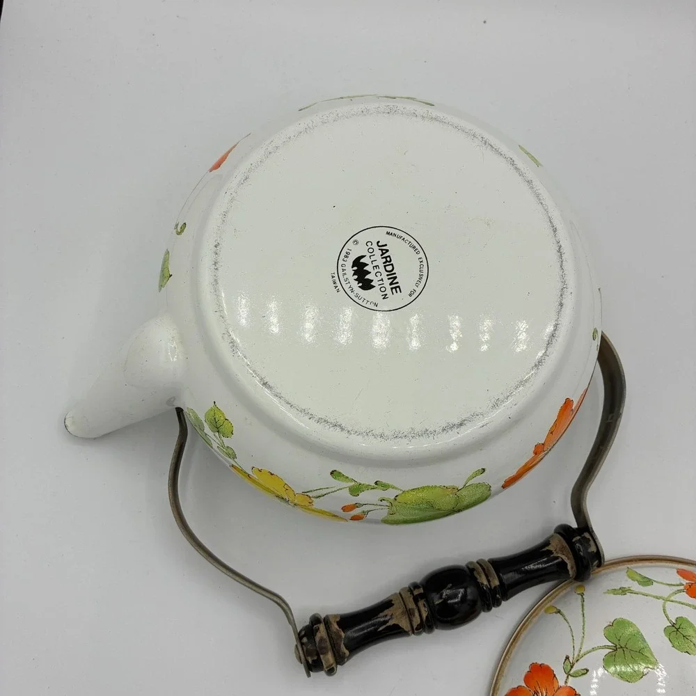 Vintage 1983 Gailstyn-Sutton Jardine Collection Enamel Teapot Floral Taiwan